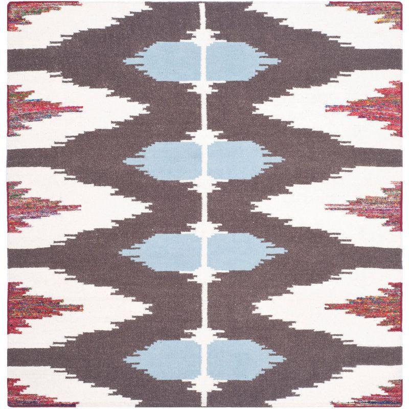 Dhurries DHU647 Hand Woven Flat Weave Indoor Area Rug - Multi - 6'x6' - Safavieh