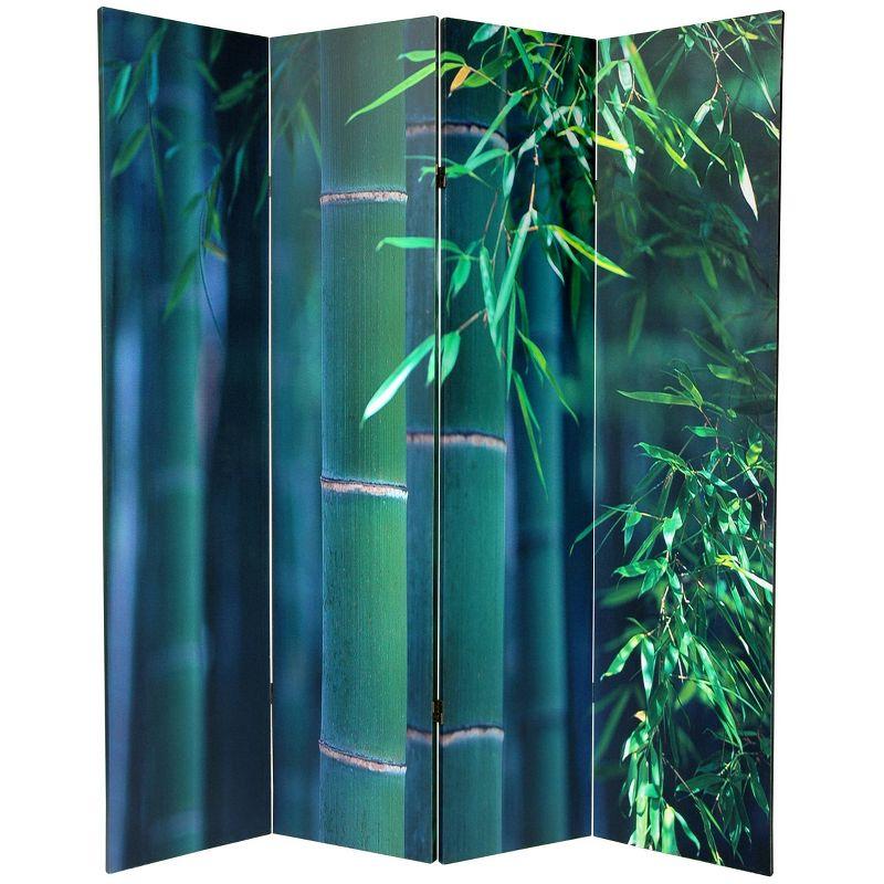 6" Double Sided Bamboo Tree Canvas Room Divider Green - Oriental Furniture