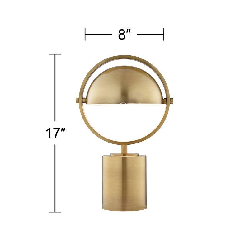 Brushed Antique Brass Adjustable Modern Table Lamp with Dome Shade