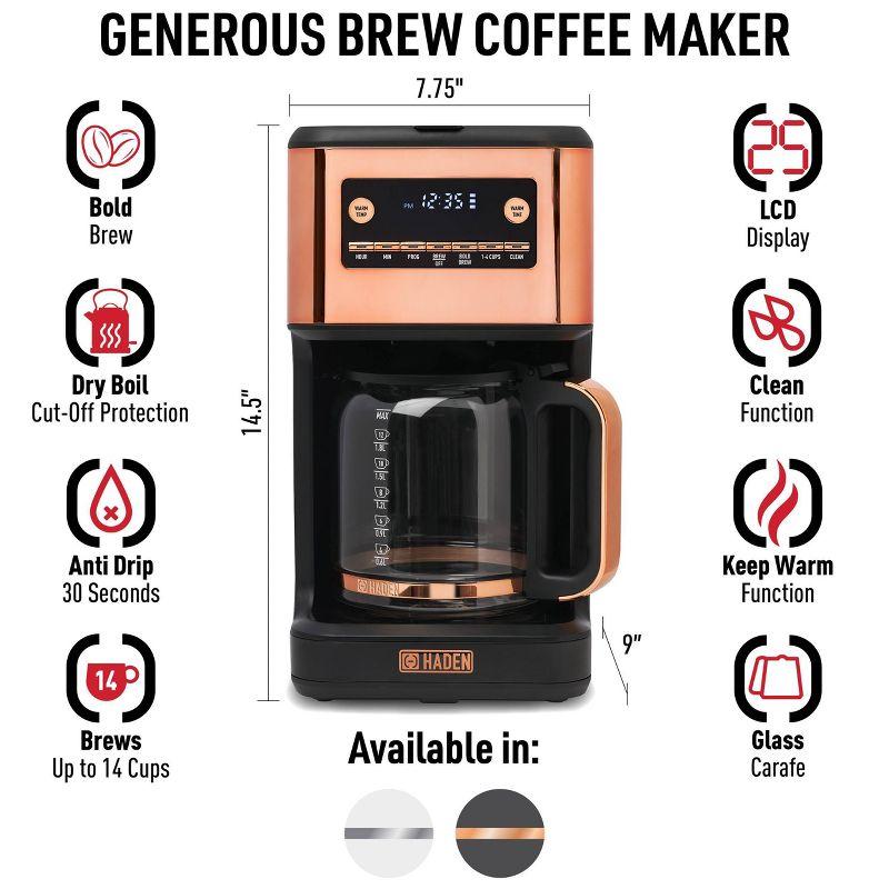 HADEN Generous Brew 14 Cup Digital Drip Coffee Maker with Control Settings
