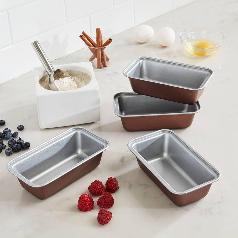 Cuisinart 4pc Bronze Color Mini Loaf Pan Set -CMBM-4LPBZ: Nonstick Steel Bakeware, Even-Heating, Dishwasher-Safe