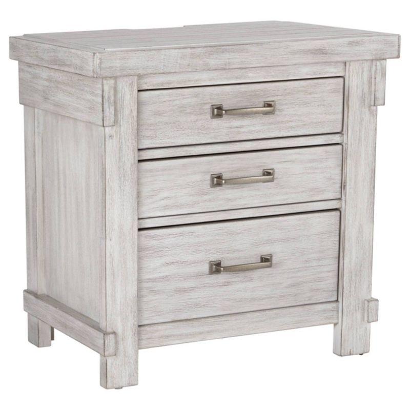 Transitional Brashland 3-Drawer Nightstand in Textured White