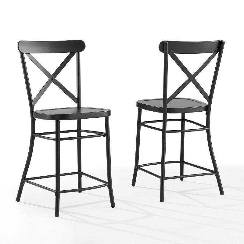 Set of 2 Camille Metal Counter Height Barstools Matte Black - Crosley: Sturdy Steel Frame, Kitchen Island Seating