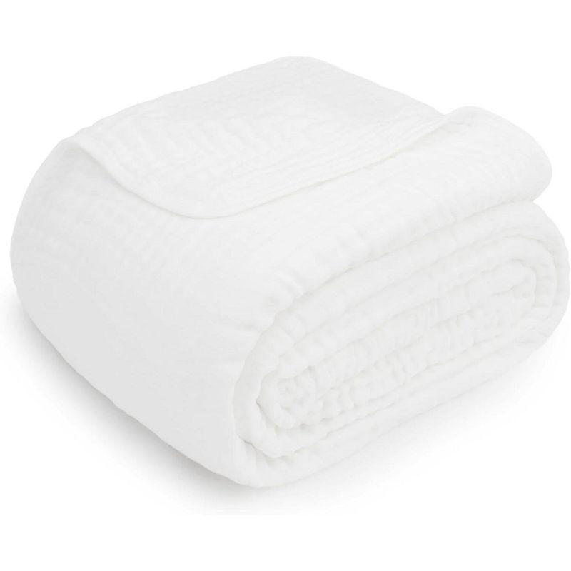 Muslin Blanket for Adults, Extra Large Twin 90” x 66” By Comfy Cubs - White