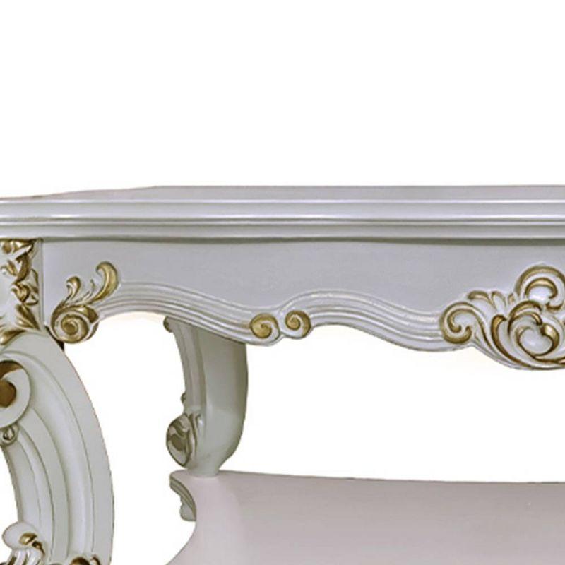 50" Vendome Coffee Table Antique Pearl Finish - Acme Furniture: Elegant Square Design, Scrolled Legs, No Assembly Required