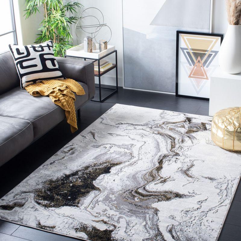 Amelia ALA277 Machine Made Indoor Accent Rug - Grey/Gold - 3'x5' - Safavieh