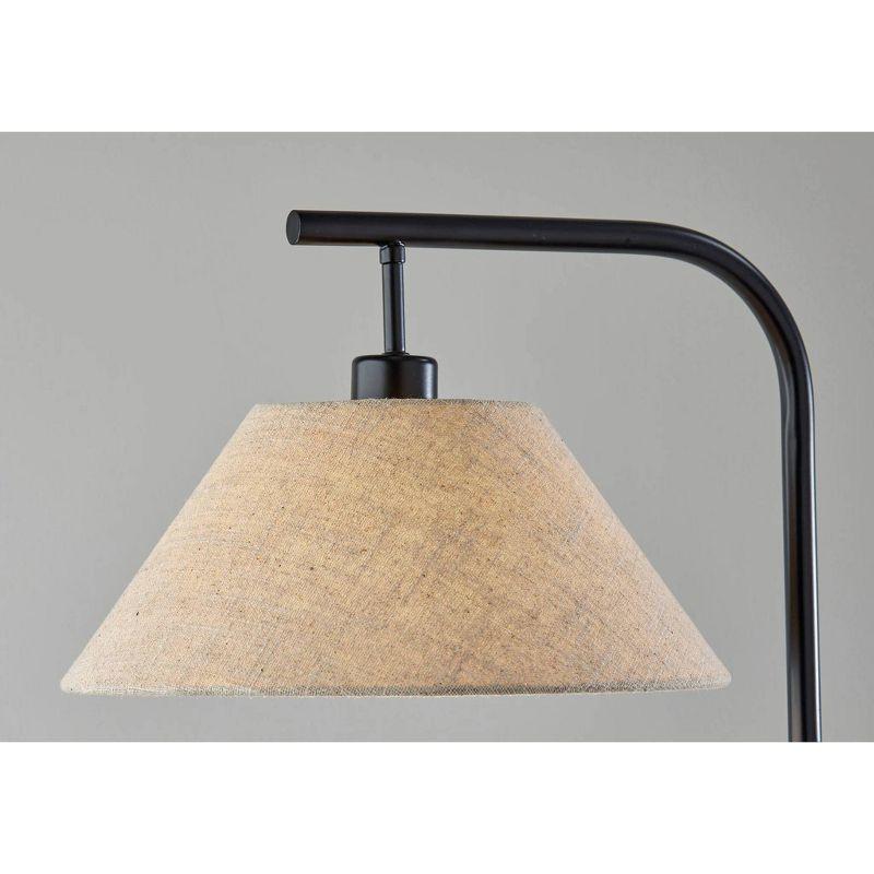 Adesso Hayes Floor Lamp Black: ETL Listed, Metal Body, Linen Drum Shade, 58" Height