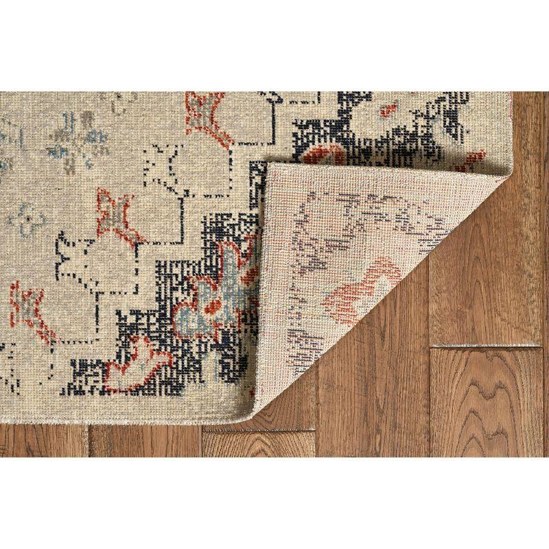 5'x7'6" Great Zero Rollins Rug Off White/Blue - Linon: Abstract Low Pile Area Rug, Indoor, Machine Made, Traditional Style