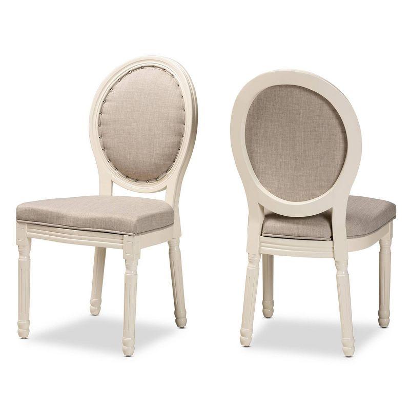 Set of 2 Louis Fabric Upholstered Dining Chairs with Nailhead Trim - Baxton Studio