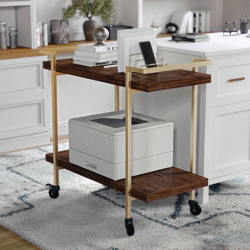 Ulery Martha Stewart Liam Mobile 2 Tier Home Office Printer Cart with Side Storage