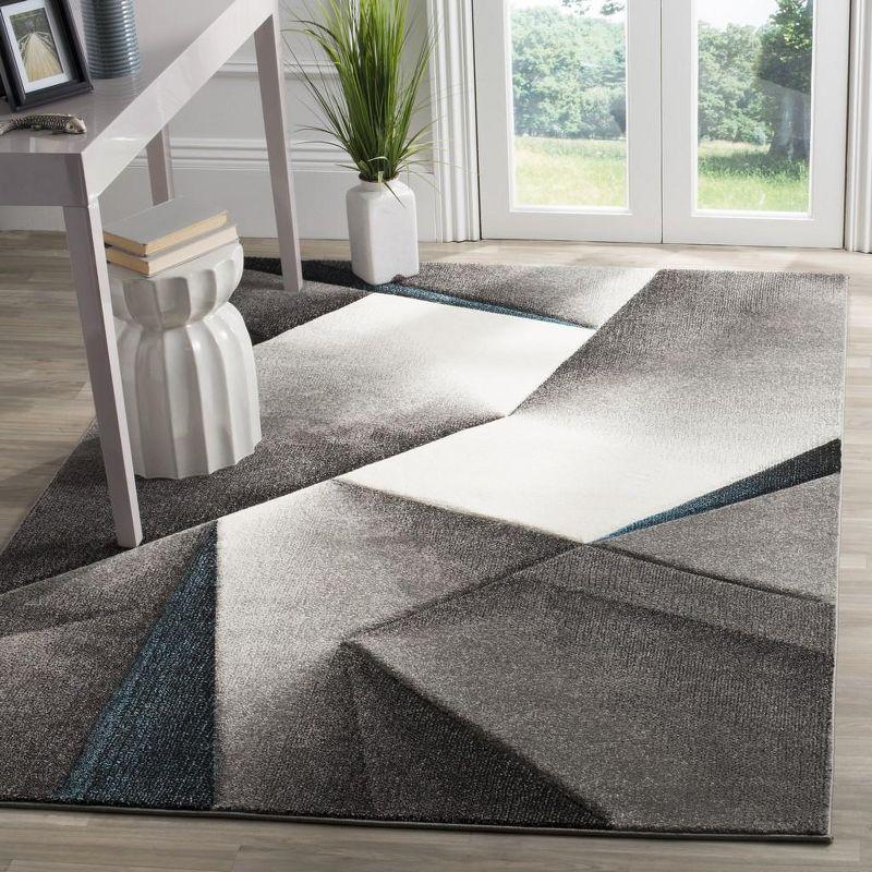 Gray Geometric Abstract Low Pile Area Rug