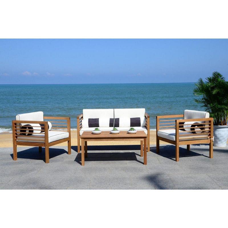 Wade Logan® Arlethe Wood 4 - Person Patio Conversation Sets with Cushions