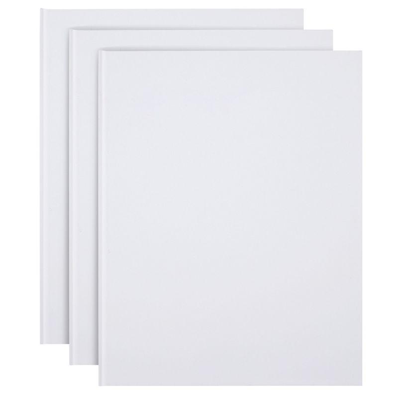 Paper Junkie White Hardcover Blank Books for Kids to Write Stories, 8.5x11 Unlined Journals for Students (36 Pages, 3 Pack)