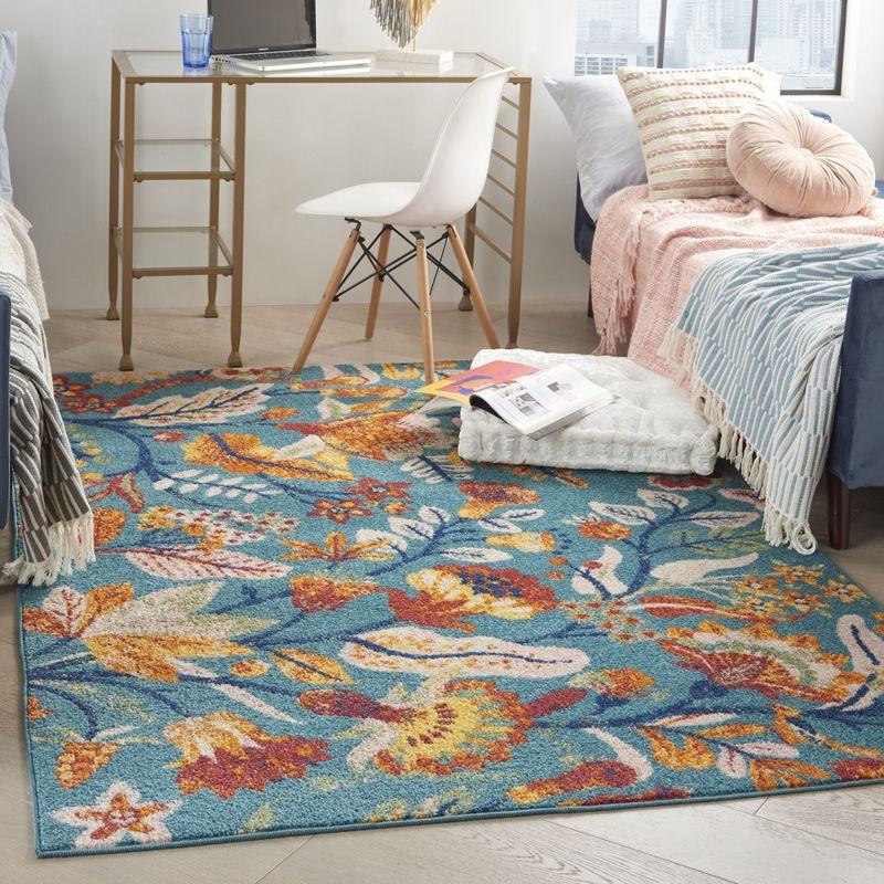 Nourison Allur Botanical Indoor Area Rug Turquoise Multicolor 5'3" x 7'3"