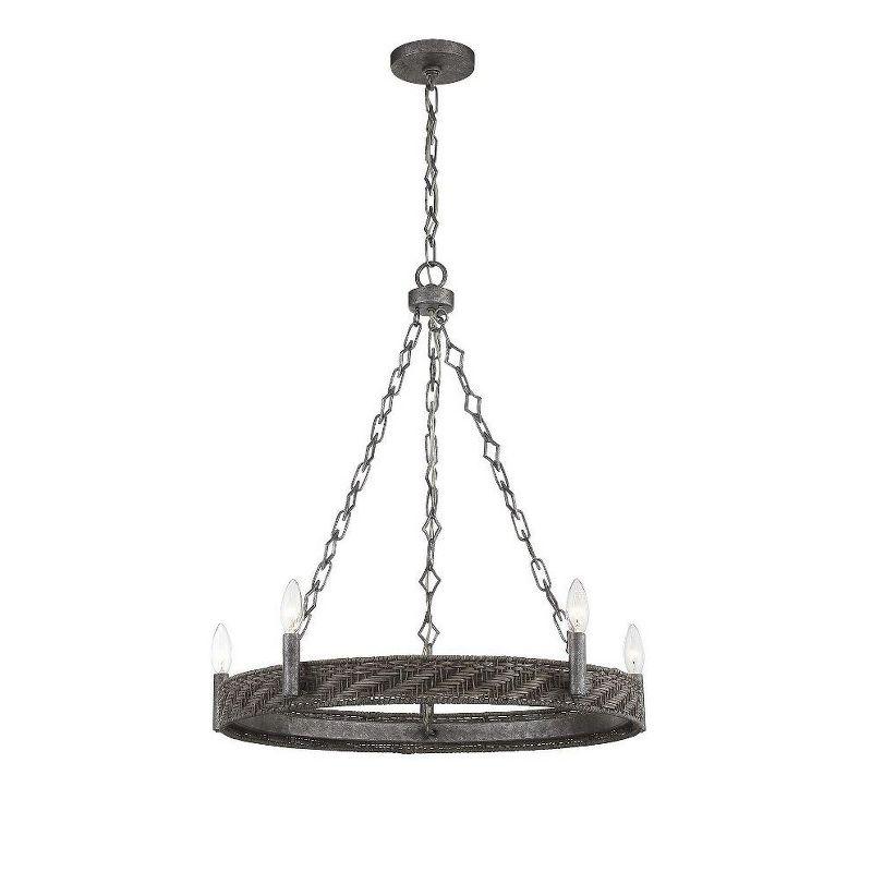 Savoy House Tripoli 5 - Light Chandelier in  Mottled Zinc/Gray Rattan