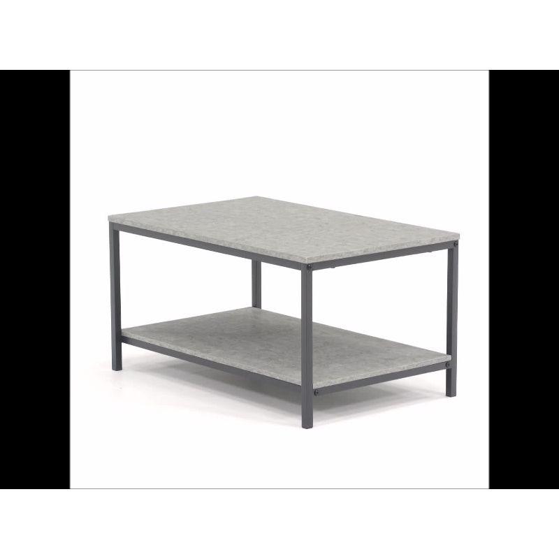 North Avenue 24'' Faux Concrete & Black Metal Rectangular Coffee Table