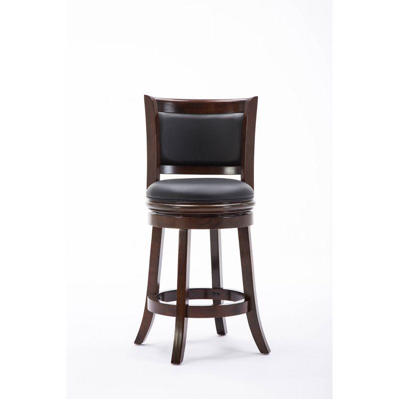 24" Cappuccino Swivel Wood and Faux Leather Barstool