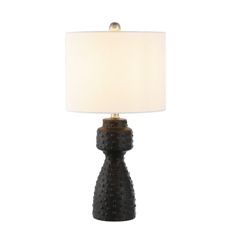 Black Ceramic Table Lamp with White Drum Shade, 22 Inch