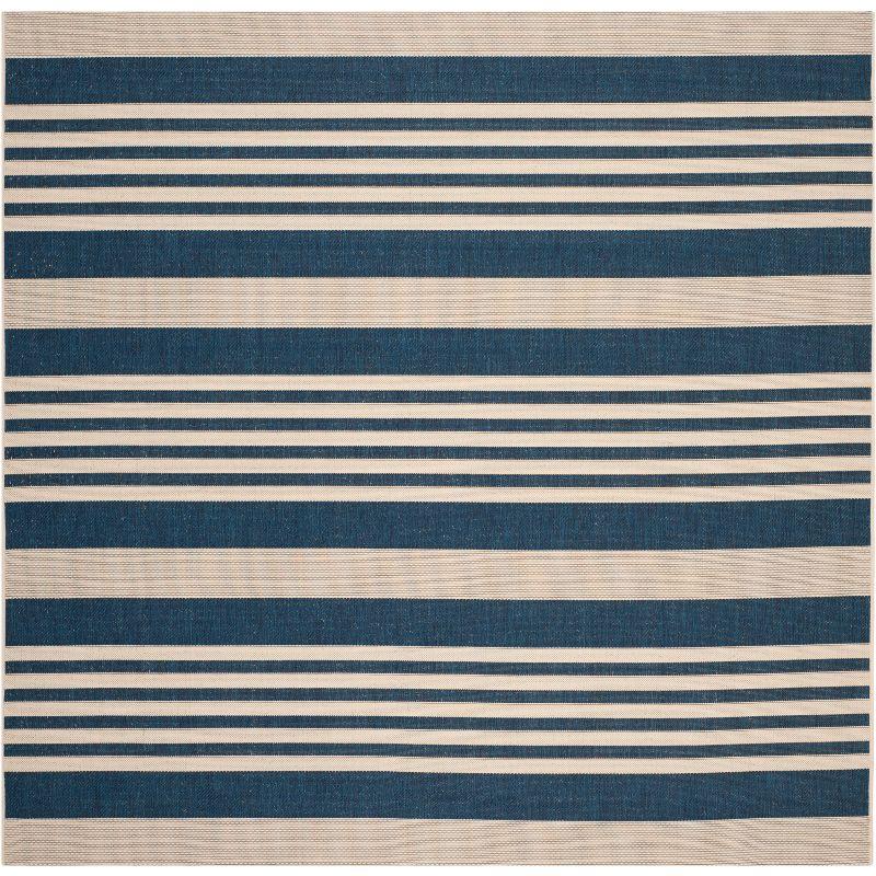Courtyard CY6062 Power Loomed Indoor/Outdoor Area Rug - Navy/Beige - 7'1x7'1 - Safavieh.