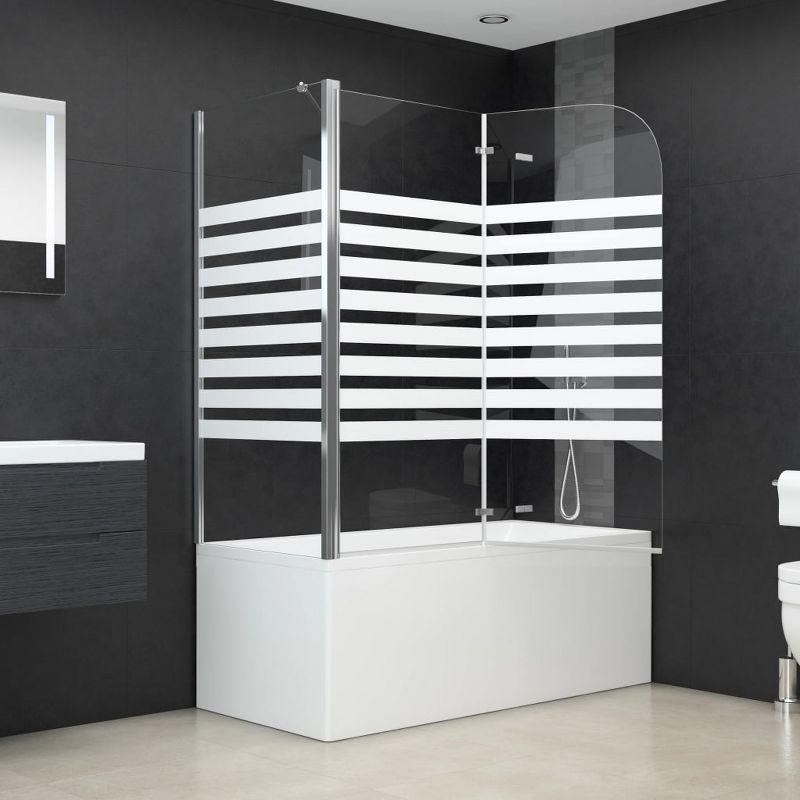 VidaXL Bathtub Shower Door Folding Bathtub Door Tub Enclosure Tempered Glass
