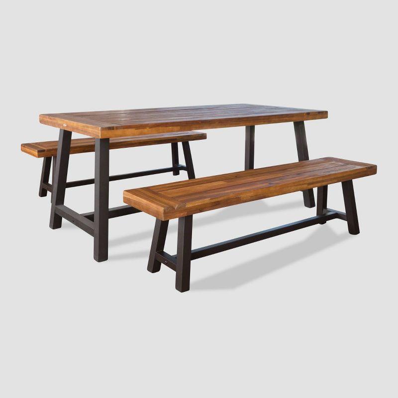 Carlisle 3pc Rustic Wood Patio Dining Set - Christopher Knight Home