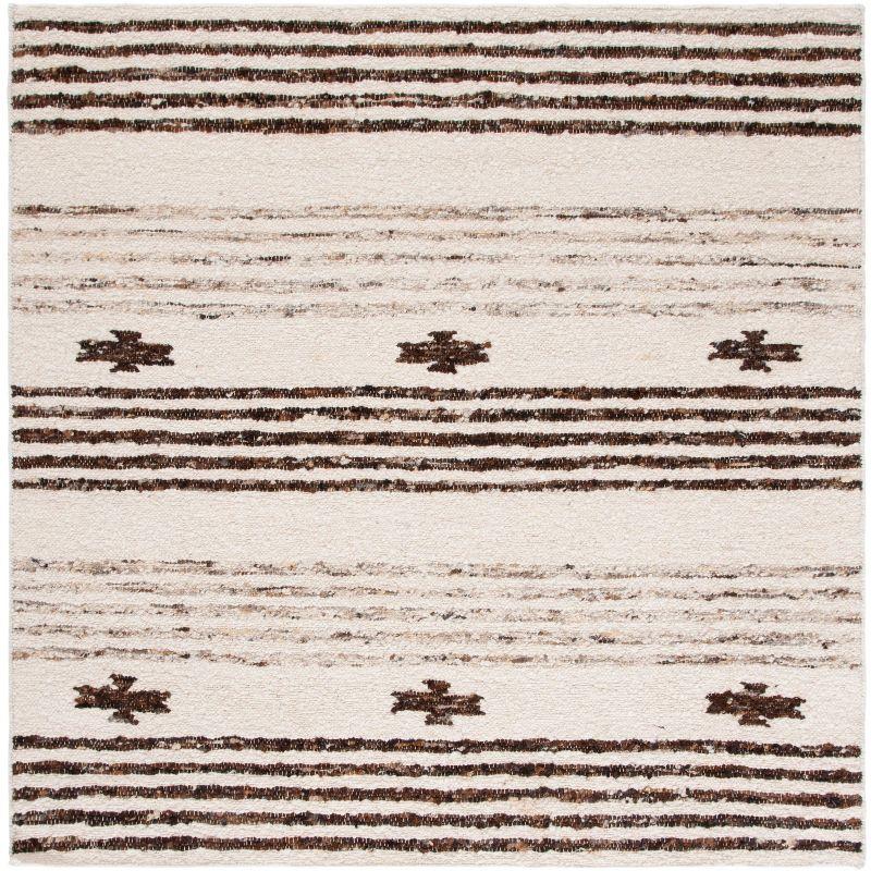 Casablanca Handwoven Black and Ivory Wool-Cotton 6' Square Rug