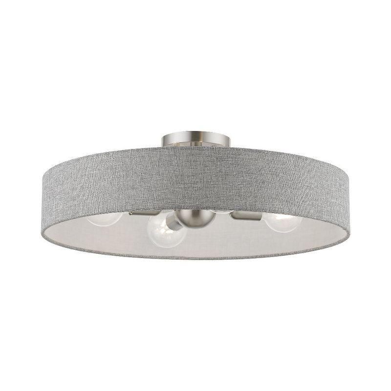 Livex Lighting Elmhurst 4 - Light Semi-Flush Mount in  Brushed Nickel/Shiny White