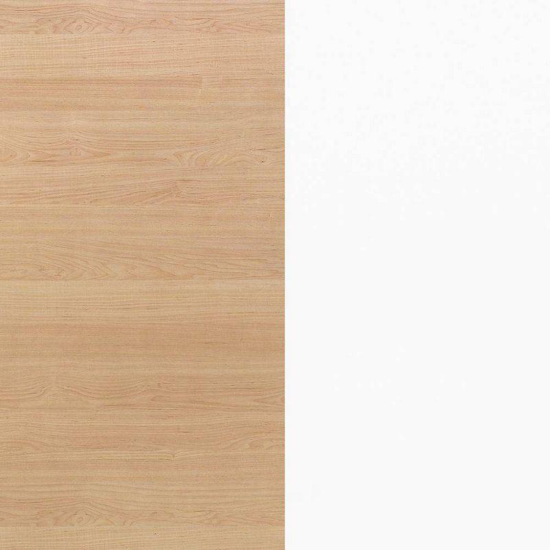 Open Shelf 1 Drawer Nightstand White/Natural Maple - Nexera: Mid-Century Modern Bedside Table, Wood Composite