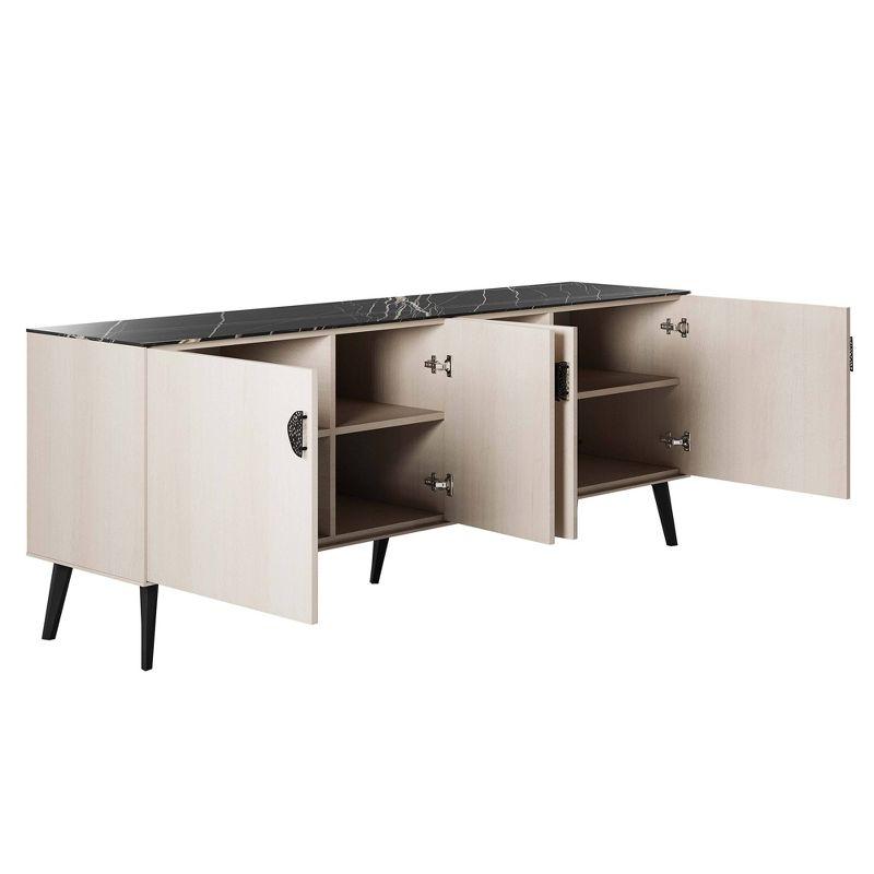 Manhattan Comfort 78.7" Haley Sideboard White/Black Marble