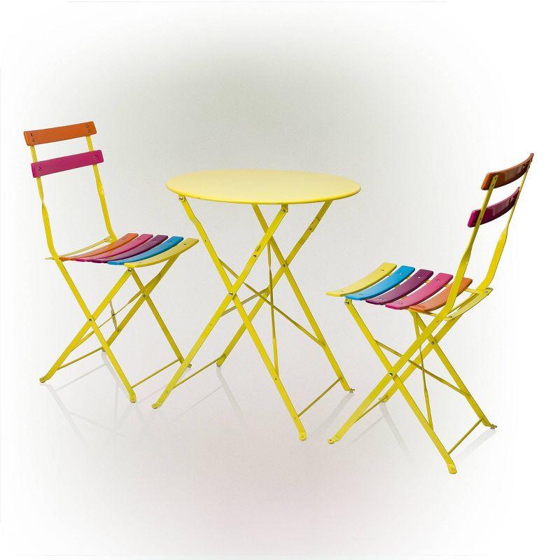 Steel Foldable Bistro Set Vibrant Rainbow - Alpine Corporation: Weather-Resistant, No Assembly, 2-Person Seating