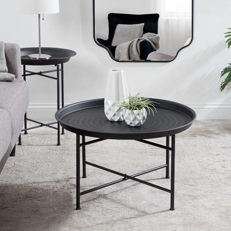 Mahdavi 28'' Round Black Metal Foldable Coffee Table