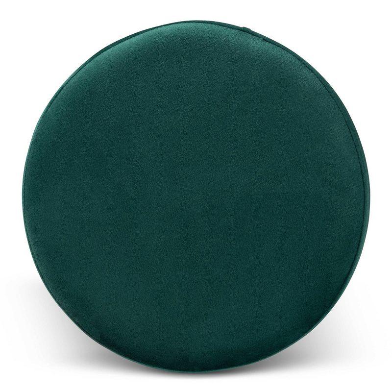 Green Velvet Round Tufted Ottoman with Gold Base