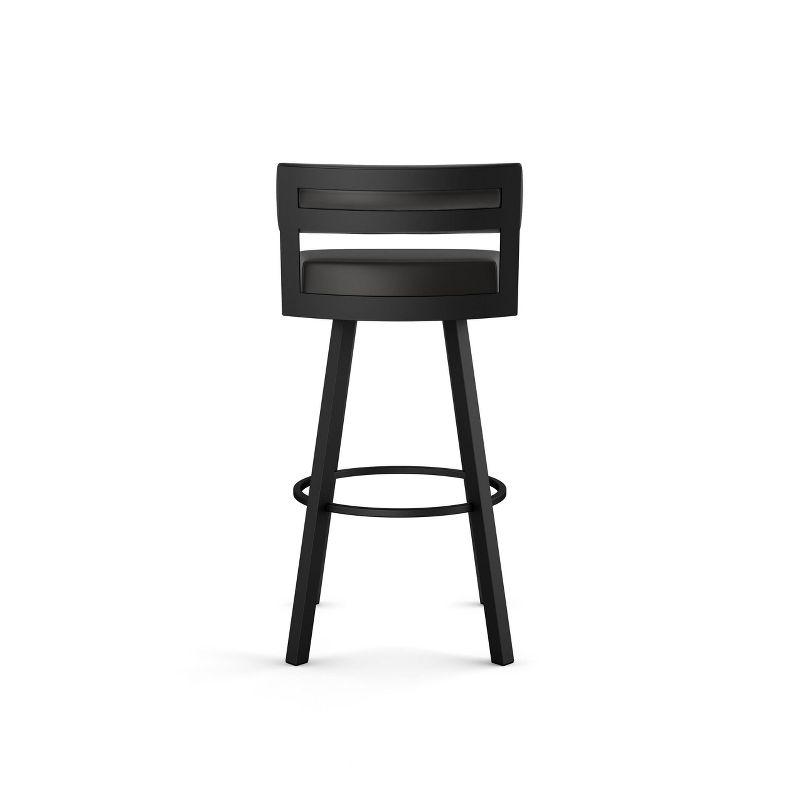 Amisco Travis Upholstered Counter Height Barstool Black: Faux Leather, Steel Frame, 26" Seat