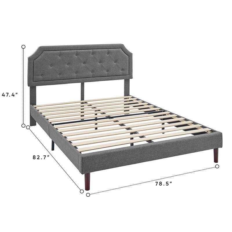 BIKAHOM Upholstered Platform Bed with Button Tufted Headboard, Dark Grey