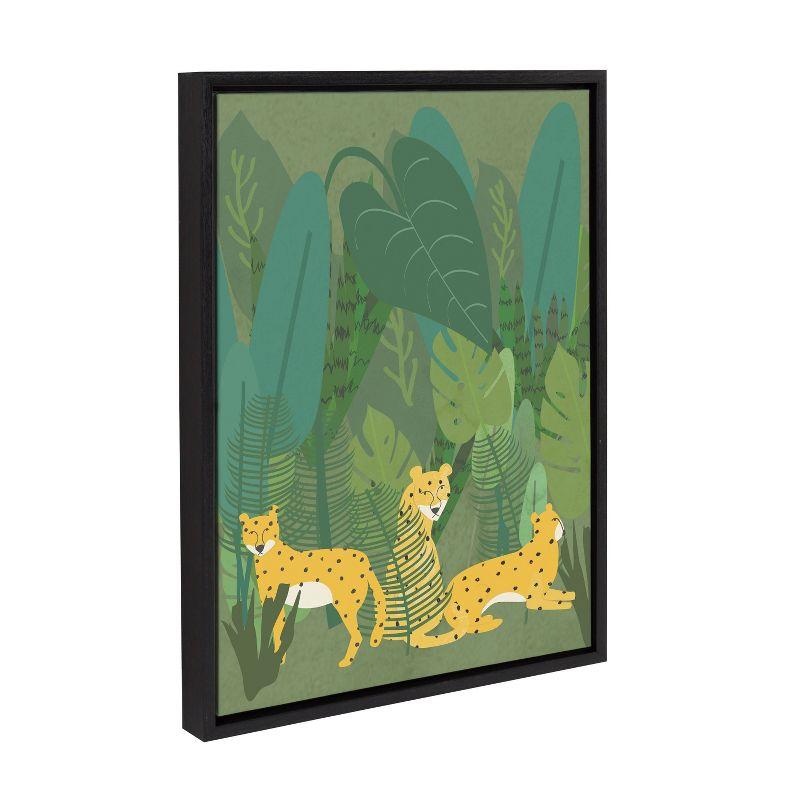 18" x 24" Sylvie Cheetahs in the Jungle Framed Canvas by Queenbe Monyei Black - Kate & Laurel All Things Decor