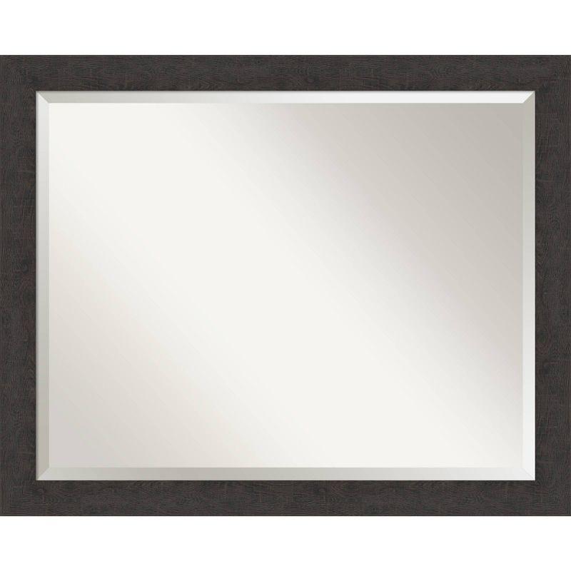 Amanti Art 31"x25" Rustic Plank Espresso Framed Bathroom Vanity Wall Mirror : Beveled, Polystyrene Frame, Wall Mounted