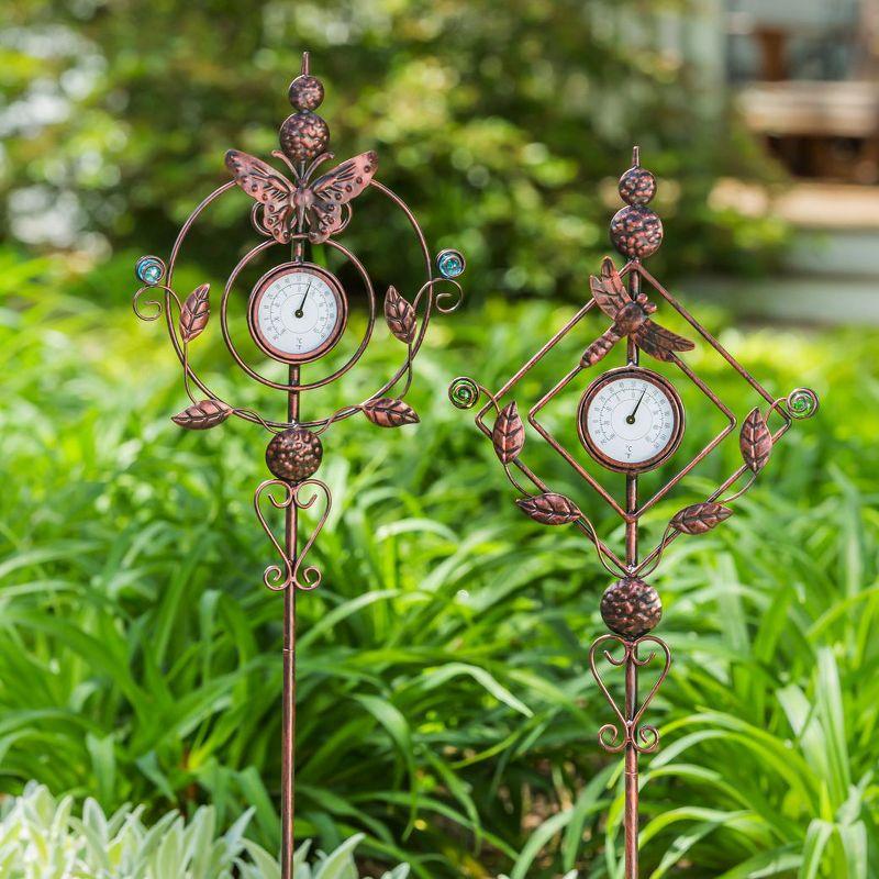 Evergreen Flag Beautiful Butterfly Thermometer Garden Stake - 9 x 32 x 1 Inches Homegoods and Decorations for Every Space
