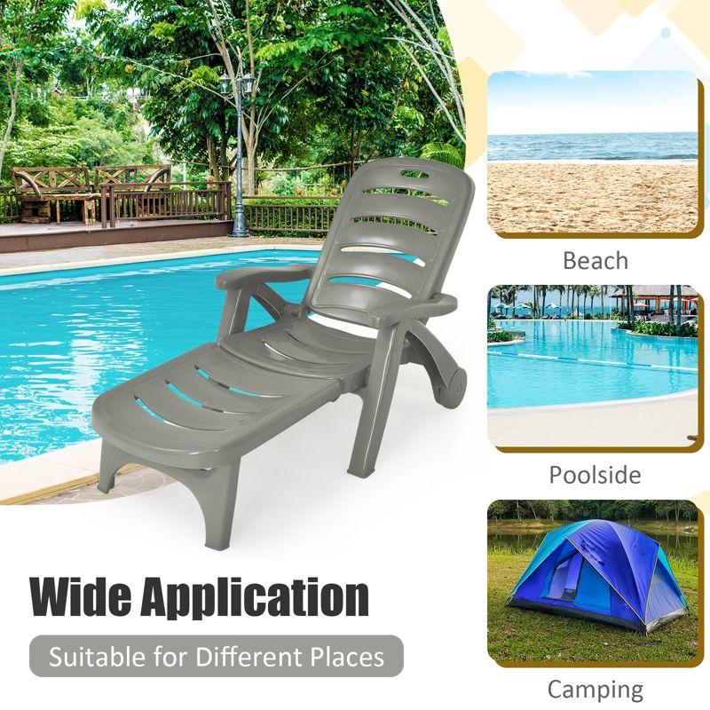 Tangkula Outdoor Chaise Lounge Chair 5-Position Folding Recliner for Beach Poolside Backyard