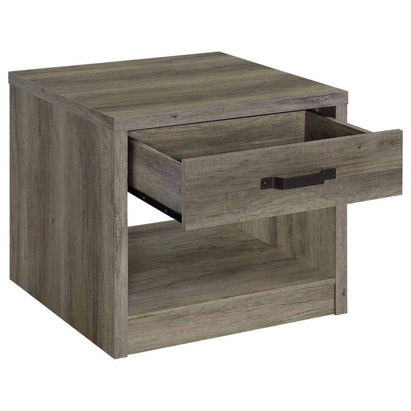 Coaster Felix Farmhouse Square Wood End Table with Drawer Gray Driftwood