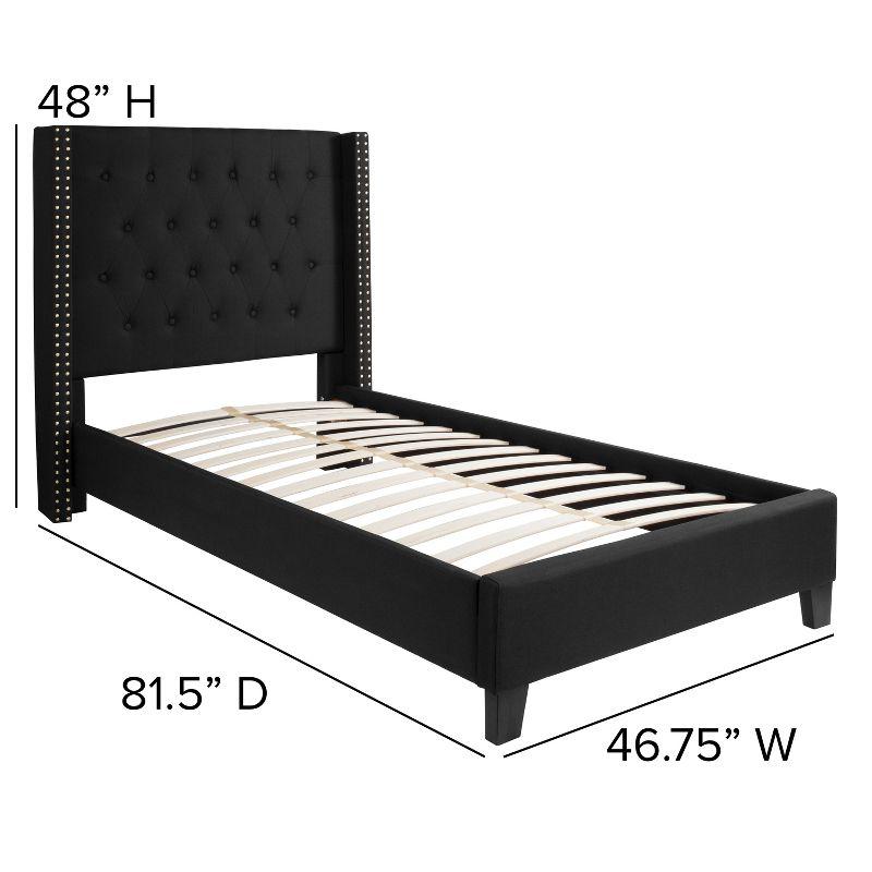 Flash Furniture Riverdale Twin Size Tufted Upholstered Platform Bed in Black Fabric