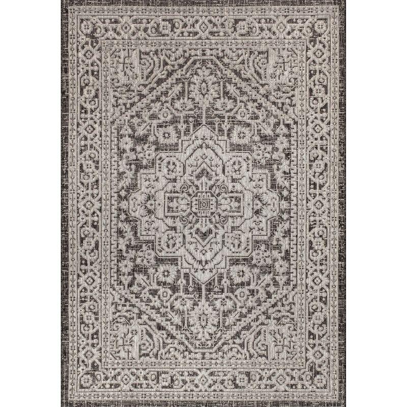 Sinjuri Medallion Textured Weave Indoor/Outdoor Area Rug - JONATHAN Y