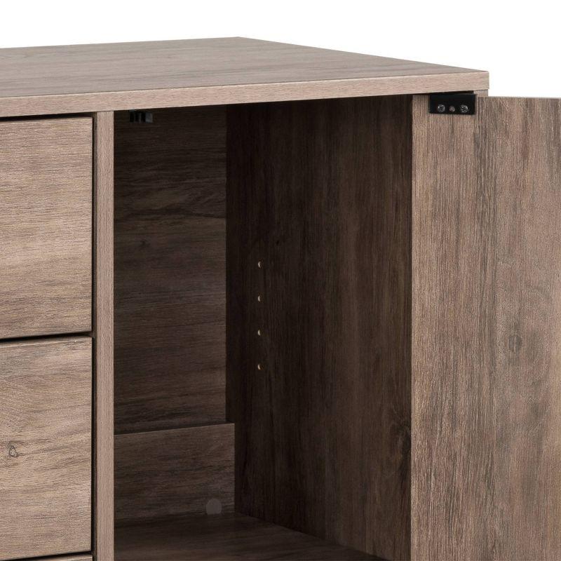 Prepac Milo Mid-Century Modern 4 Drawers Chest with Door Drifted Gray: Laminated Storage, Metal Glides, Adjustable Shelf