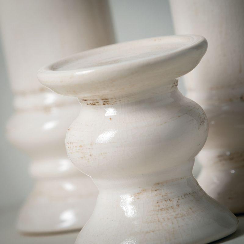 Sullivans Set of 3 Pillar Ceramic Candle Holders 5"H, 9.5"H & 11"H White