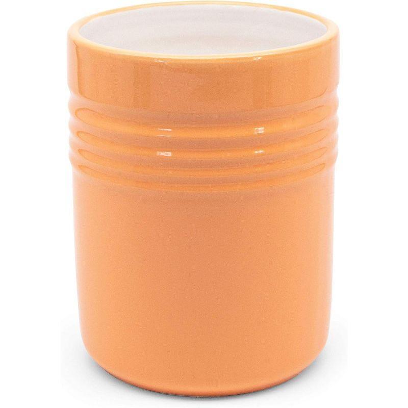 Coral Ceramic Cylinder Utensil Crock, 8 Inches