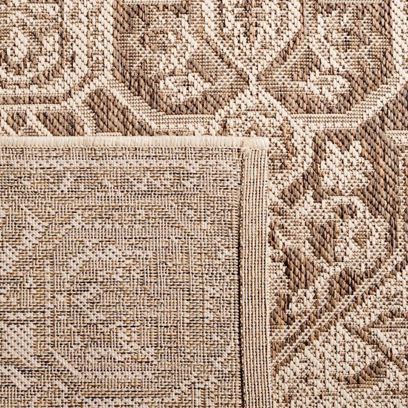 Beige and Cream Rectangular Synthetic Area Rug