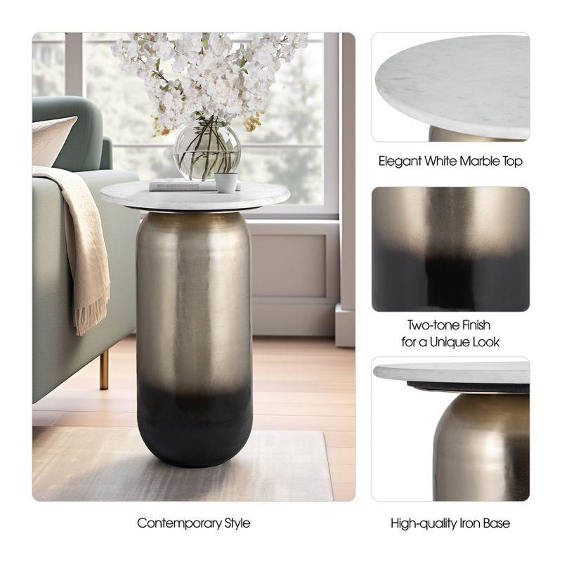 Sagebrook Home 23" Iron and Marble Round Side Table Gold/White: Sturdy, No Tools Assembly, Contemporary Design