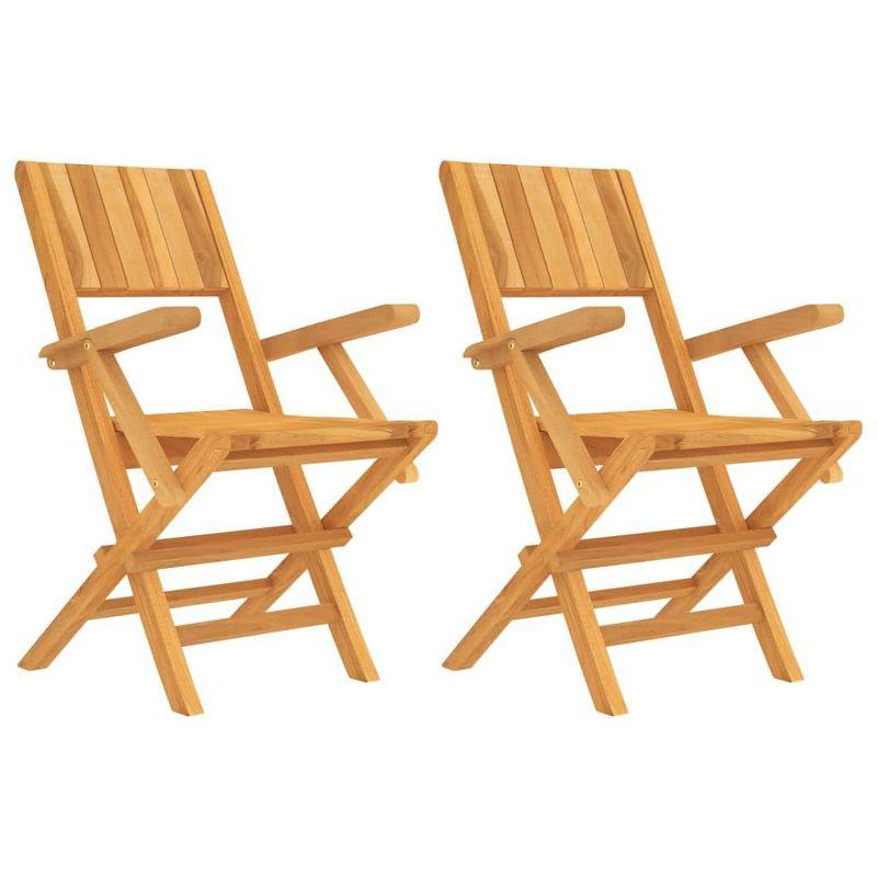 Solid Teak Wood Folding Patio Chairs Set with Armrests