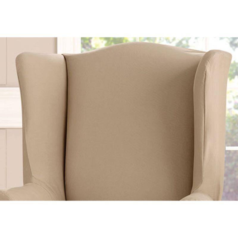 Heavy Weight Cotton Canvas Wing Chair Slipcover Khaki - Sure Fit: T-Cushion Compatible, Machine Washable