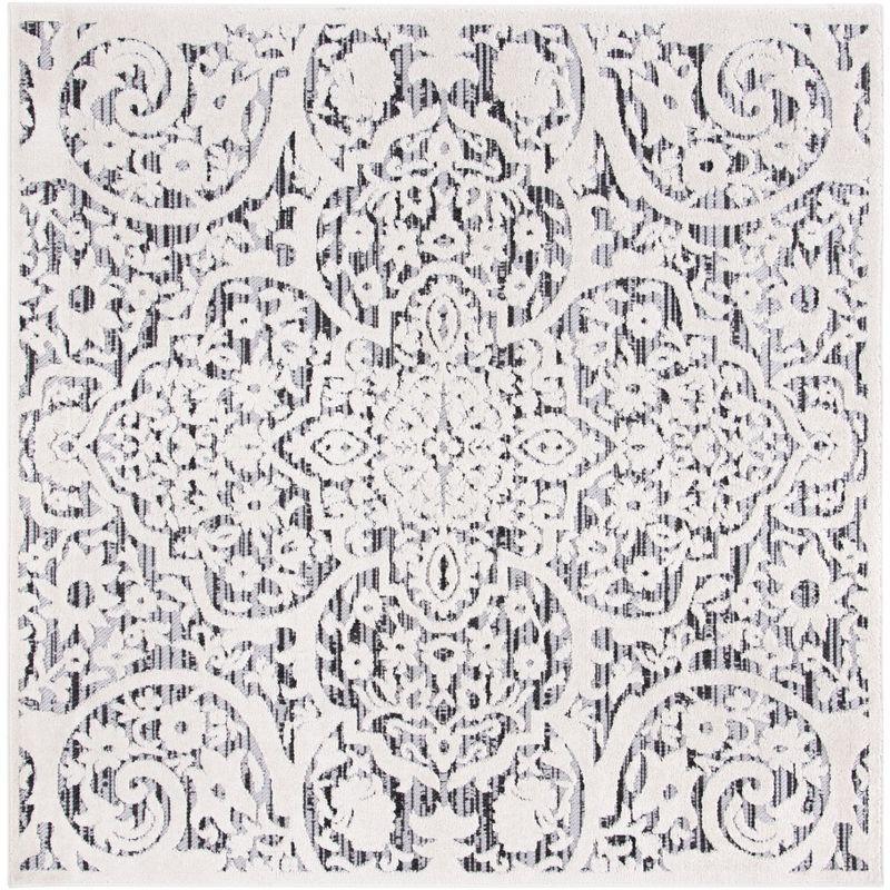 Cabana CBN656 Power Loomed Indoor Area Rug - Ivory/Grey - 4'x4' - Safavieh