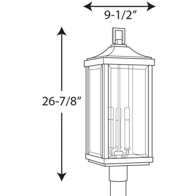 Antique Bronze 3-Light Outdoor Post Lantern with Clear Glass